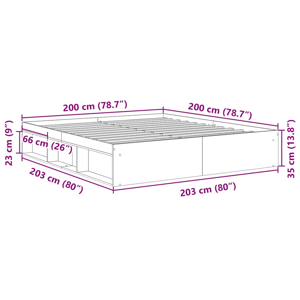 vidaXL Bed Frame without Mattress Black 200x200 cm
