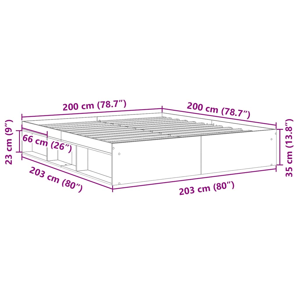 vidaXL Bed Frame without Mattress Grey Sonoma 200x200 cm