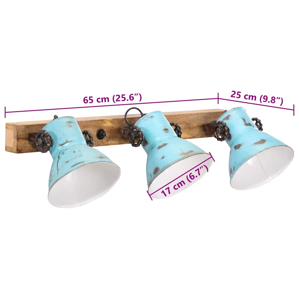 vidaXL Wall Lamp 25 W Distressed Blue 65x25 cm E27