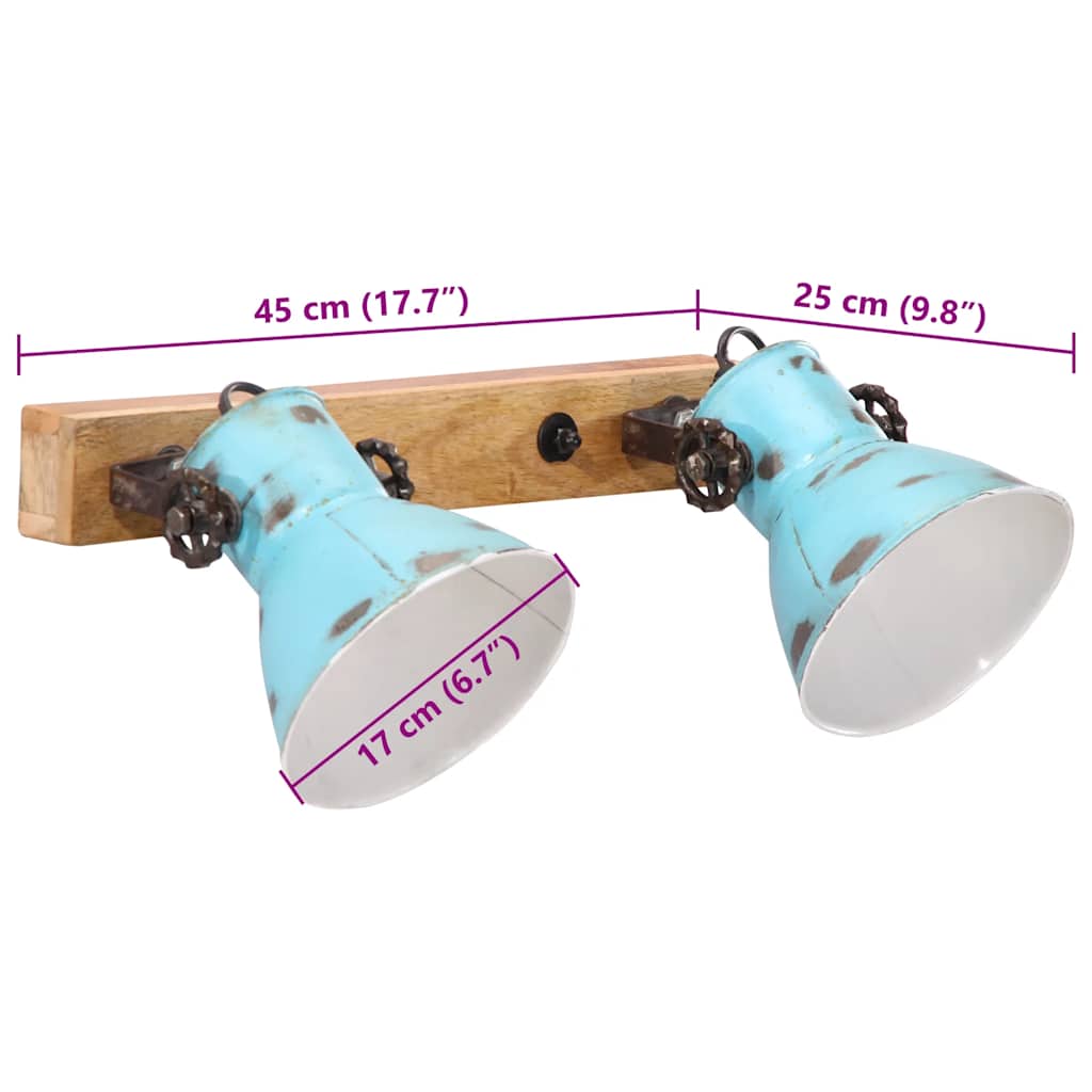 vidaXL Wall Lamp 25 W Distressed Blue 45x25 cm E27