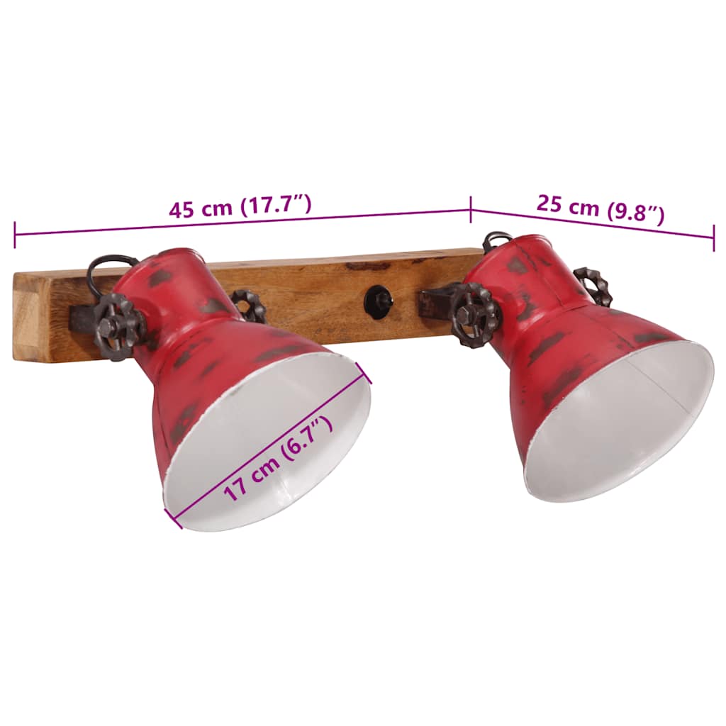 vidaXL Wall Lamp 25 W Distressed Red 45x25 cm E27