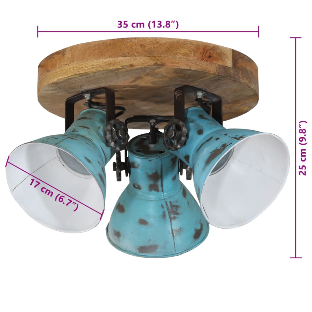 vidaXL Ceiling Lamp 25 W Distressed Blue 35x35x25 cm E27