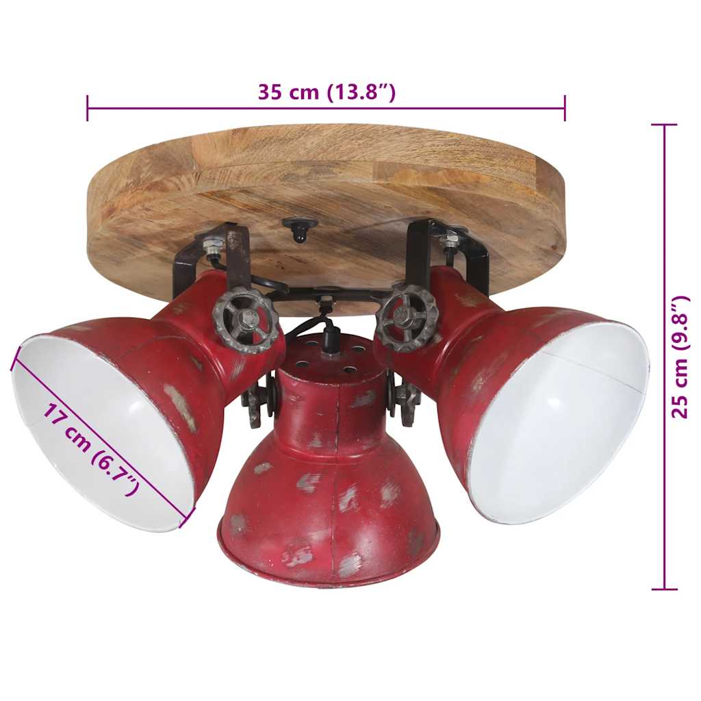 vidaXL Ceiling Lamp 25 W Distressed Red 35x35x25 cm E27