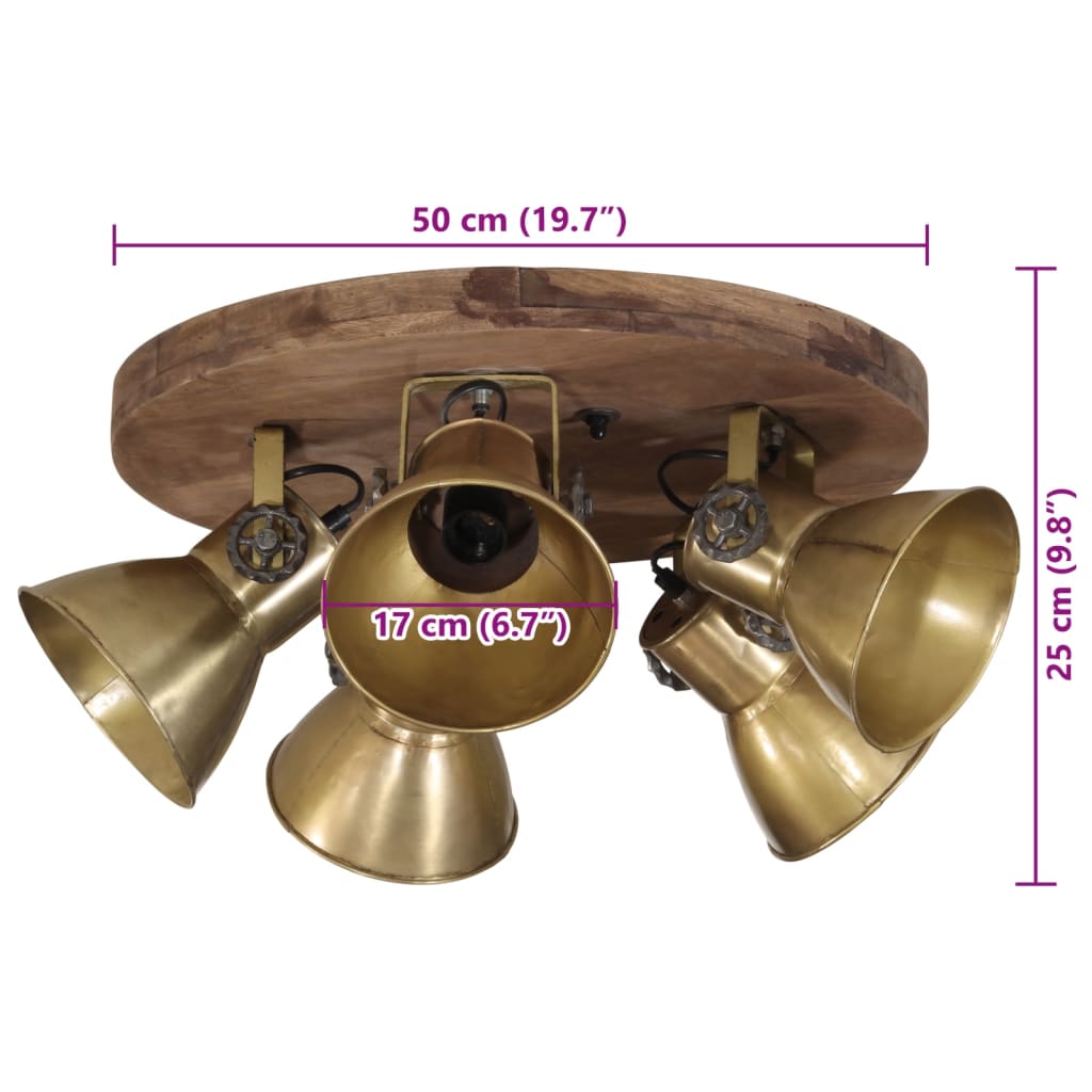 vidaXL Ceiling Lamp 25 W Antique Brass 50x50x25 cm E27