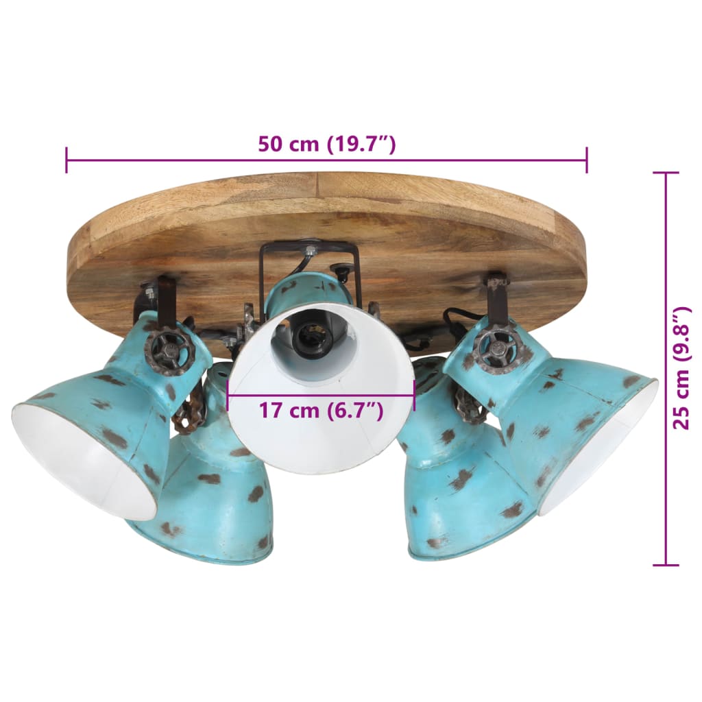 vidaXL Ceiling Lamp 25 W Distressed Blue 50x50x25 cm E27