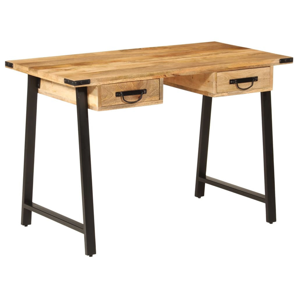 vidaXL Desk with Drawers 105x55x70 cm Solid Wood Mango and Iron