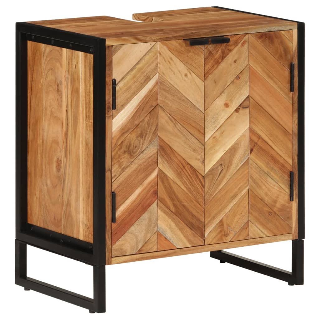 vidaXL Bathroom Cabinet 55x35x60 cm Solid Wood Acacia and Iron