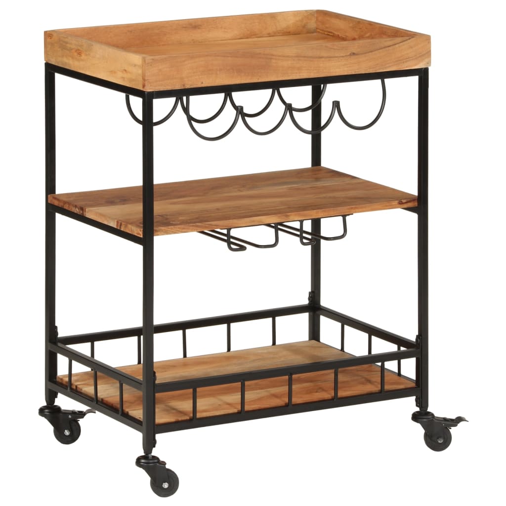 vidaXL Bar Cart 60x40x80 cm Solid Wood Acacia and Iron