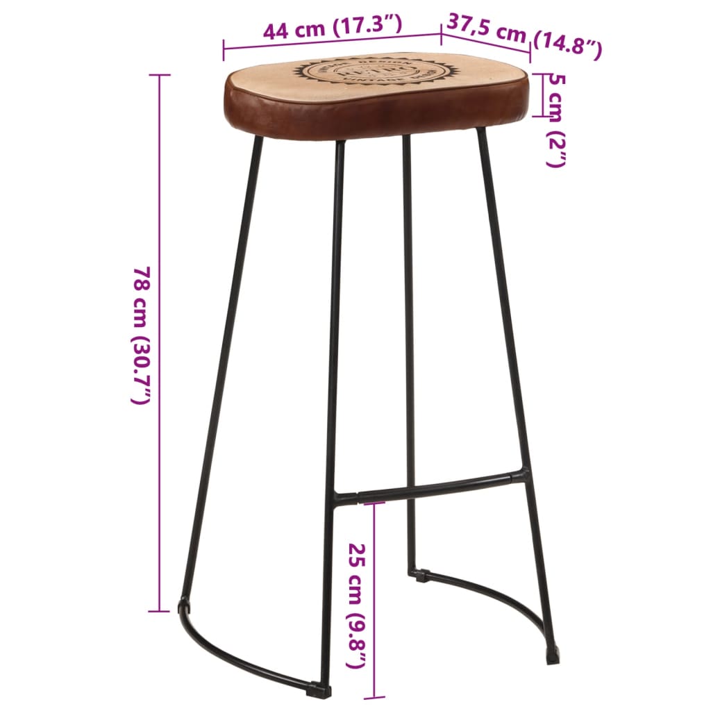 vidaXL Bar Stools 2 pcs Dark Brown 44x37,5x78 cm