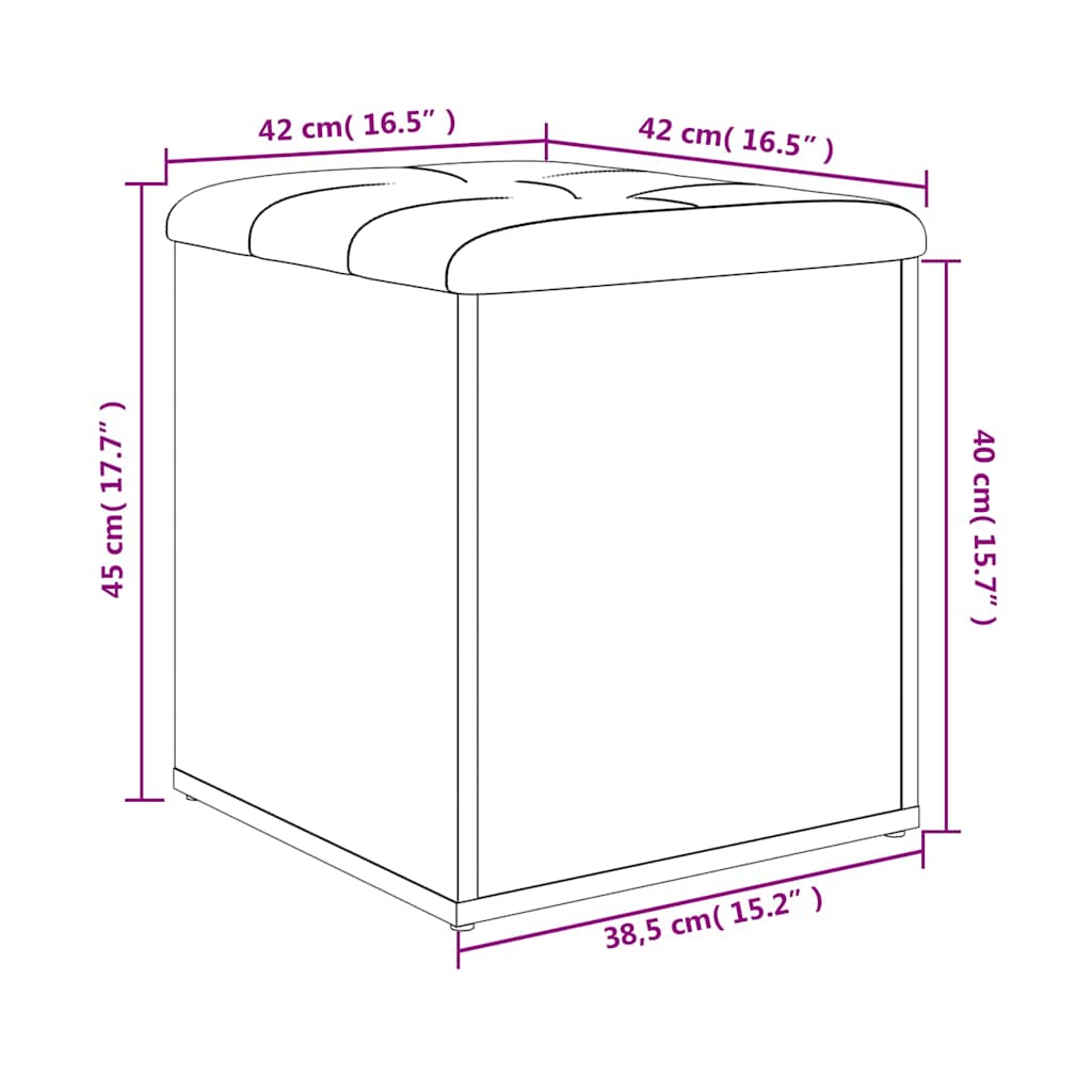 vidaXL Storage Bench Black 42x42x45 cm Engineered Wood