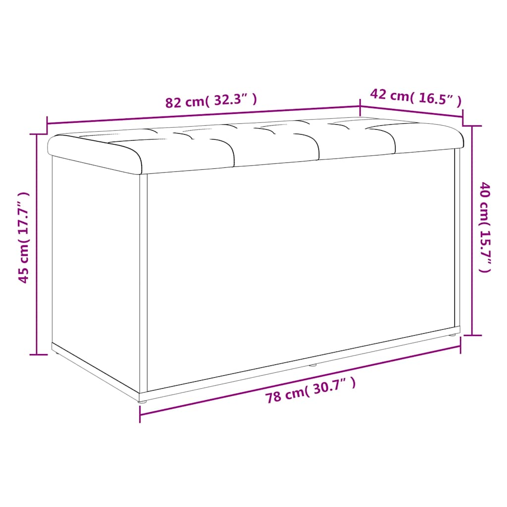 vidaXL Storage Bench Concrete Grey 82x42x45 cm Engineered Wood