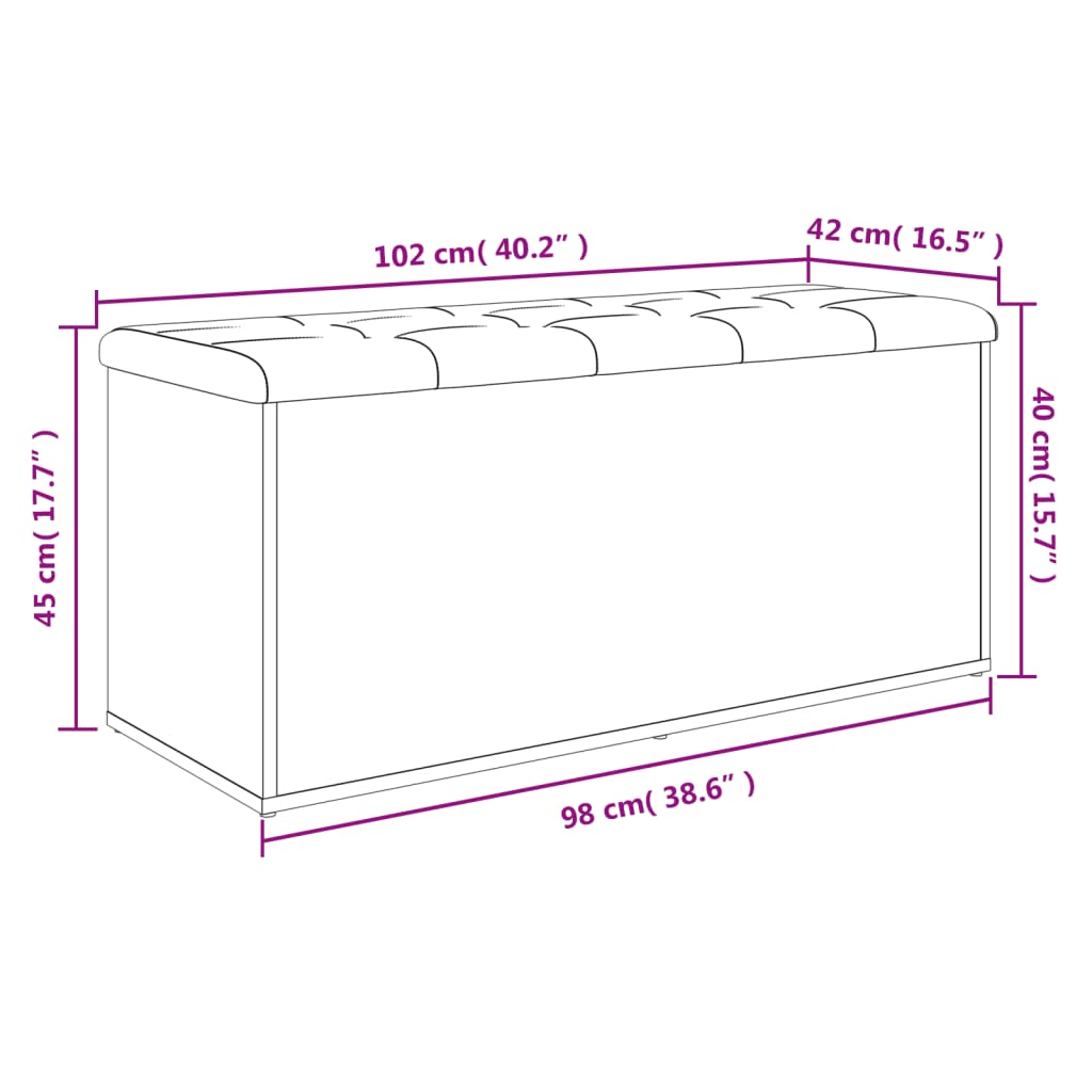 vidaXL Storage Bench Concrete Grey 102x42x45 cm Engineered Wood