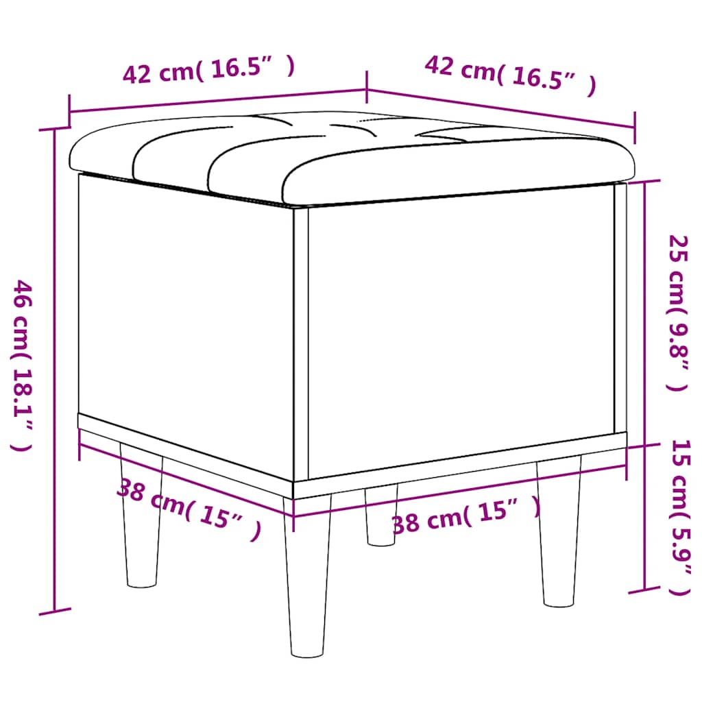 vidaXL Storage Bench Concrete Grey 42x42x46 cm Engineered Wood