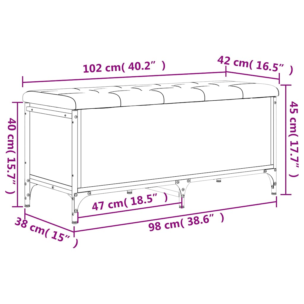 vidaXL Storage Bench Black 102x42x45 cm Engineered Wood