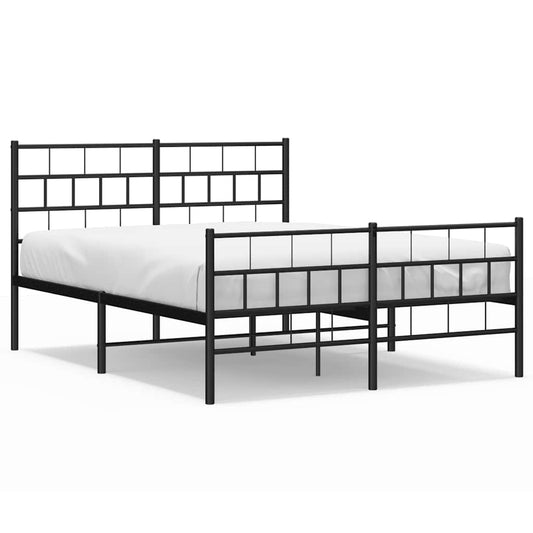 vidaXL Metal Bed Frame without Mattress with Footboard Black 135x190cm