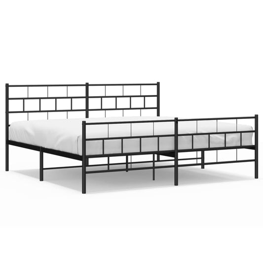 vidaXL Metal Bed Frame without Mattress with Footboard Black 200x200cm