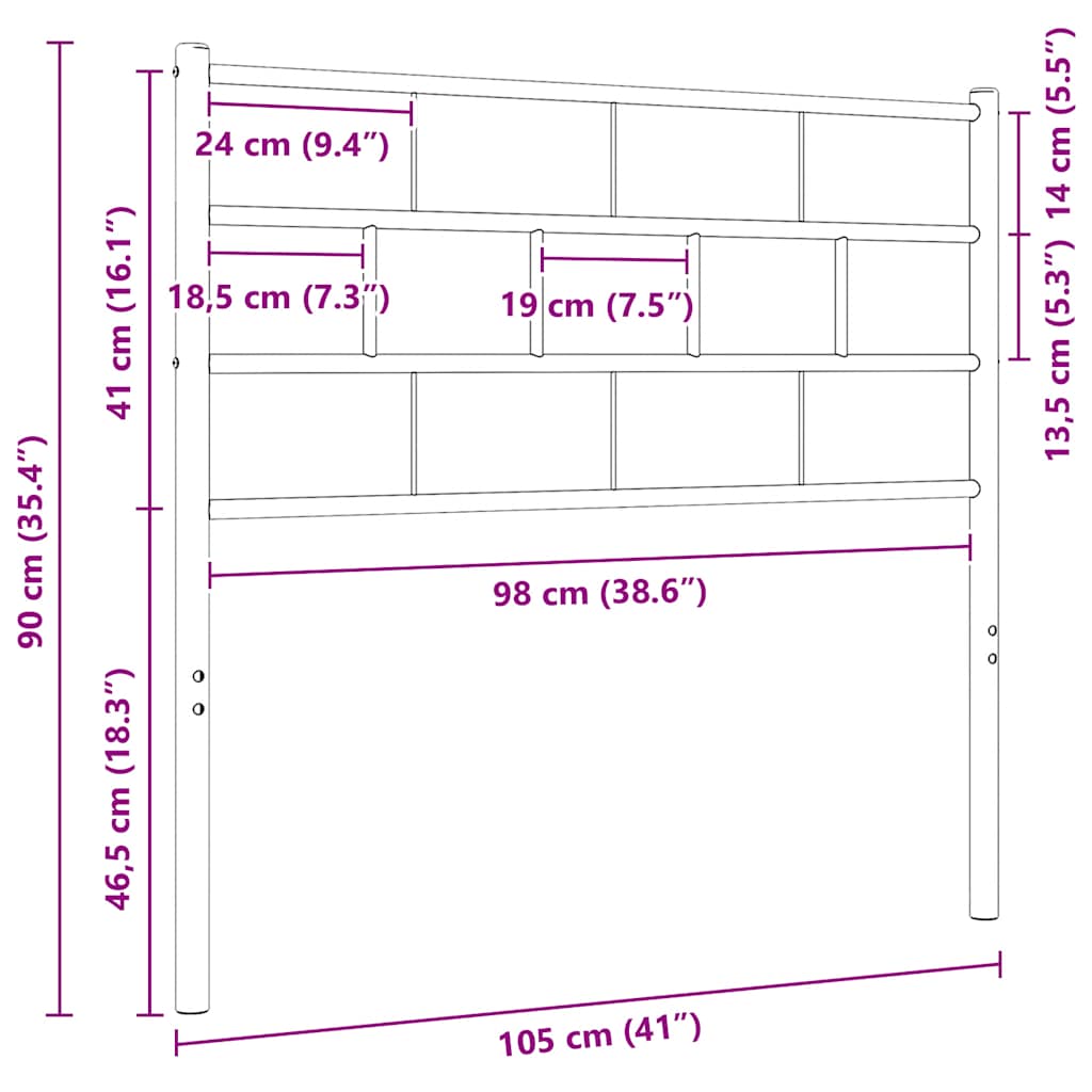 vidaXL Metal Replace Headboard Black 100 cm