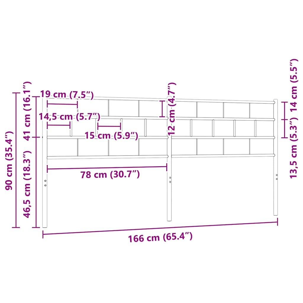 vidaXL Metal Replace Headboard Black 160 cm
