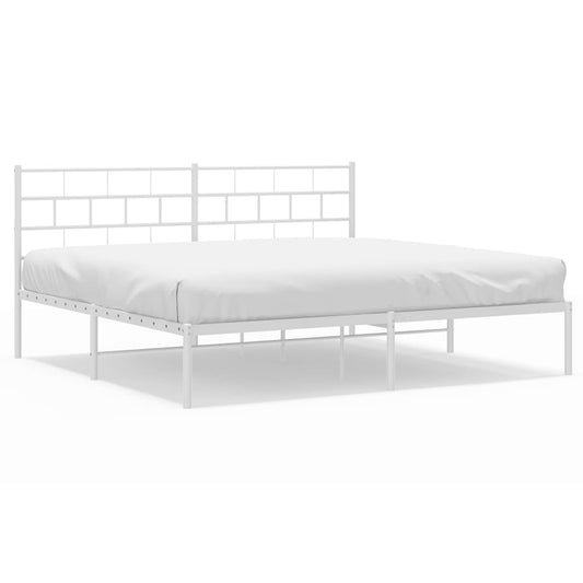 vidaXL Metal Bed Frame without Mattress with Headboard White 180x200cm
