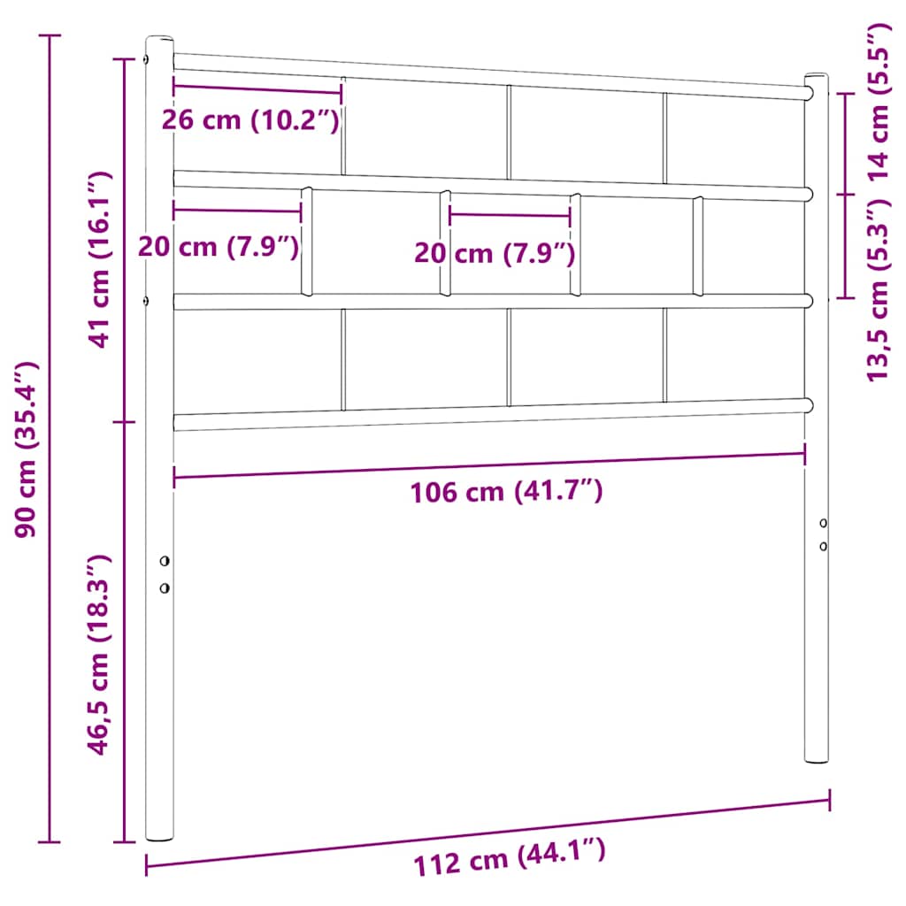 vidaXL Metal Replace Headboard White 107 cm