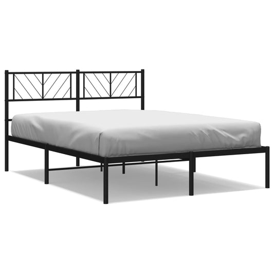 vidaXL Metal Bed Frame without Mattress with Headboard Black 120x190cm
