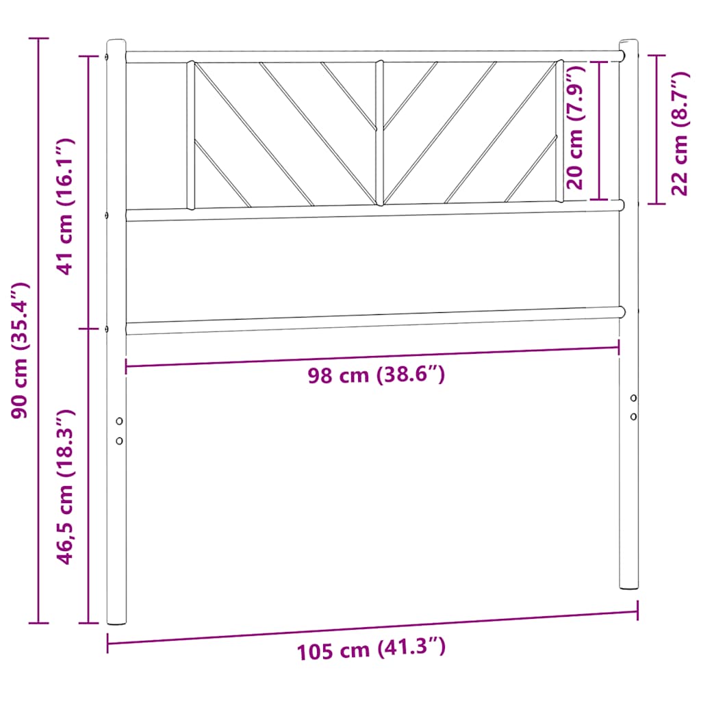 vidaXL Metal Replace Headboard Black 100 cm