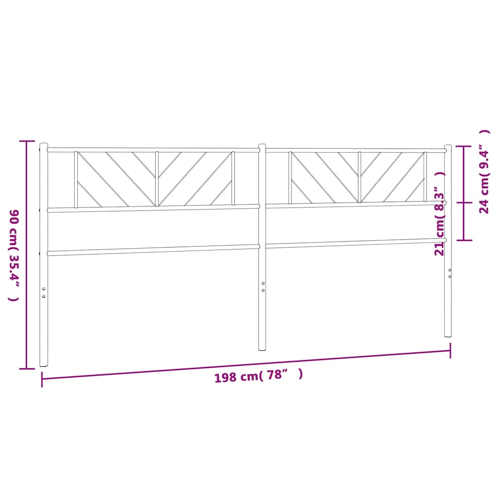 vidaXL Metal Replace Headboard Black 193 cm