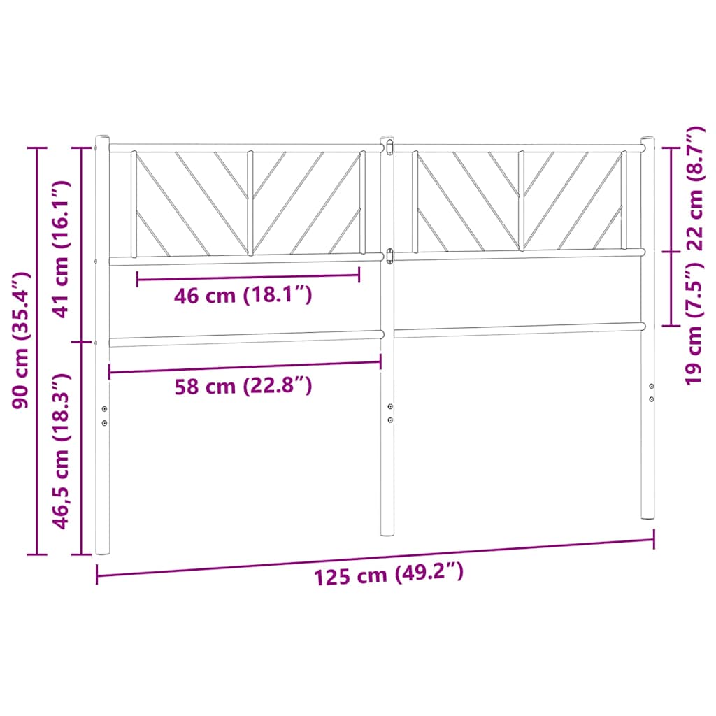 vidaXL Metal Replace Headboard White 120 cm
