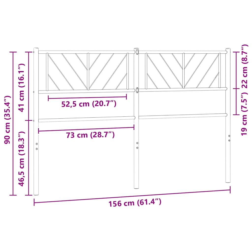 vidaXL Metal Replace Headboard White 150 cm