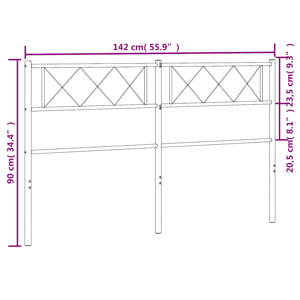 vidaXL Metal Replace Headboard Black 135 cm
