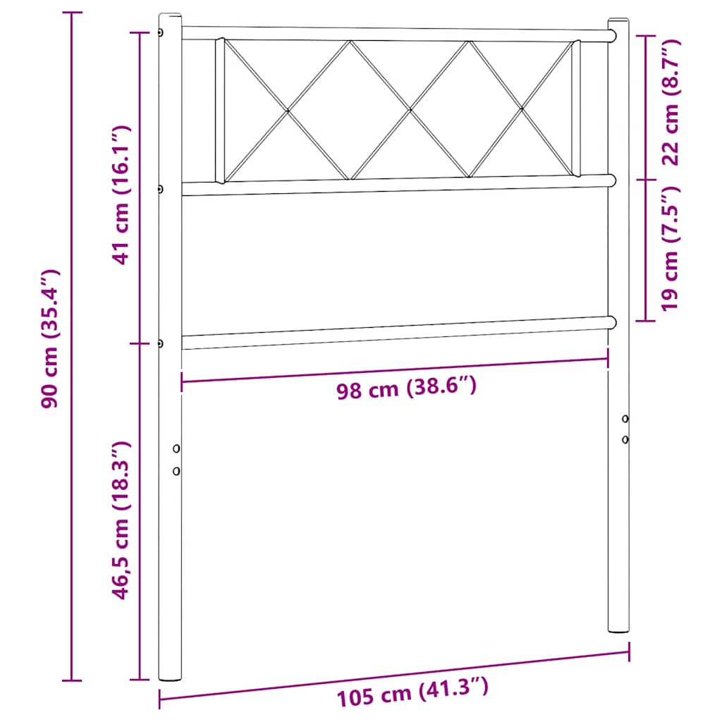 vidaXL Metal Replace Headboard White 100 cm