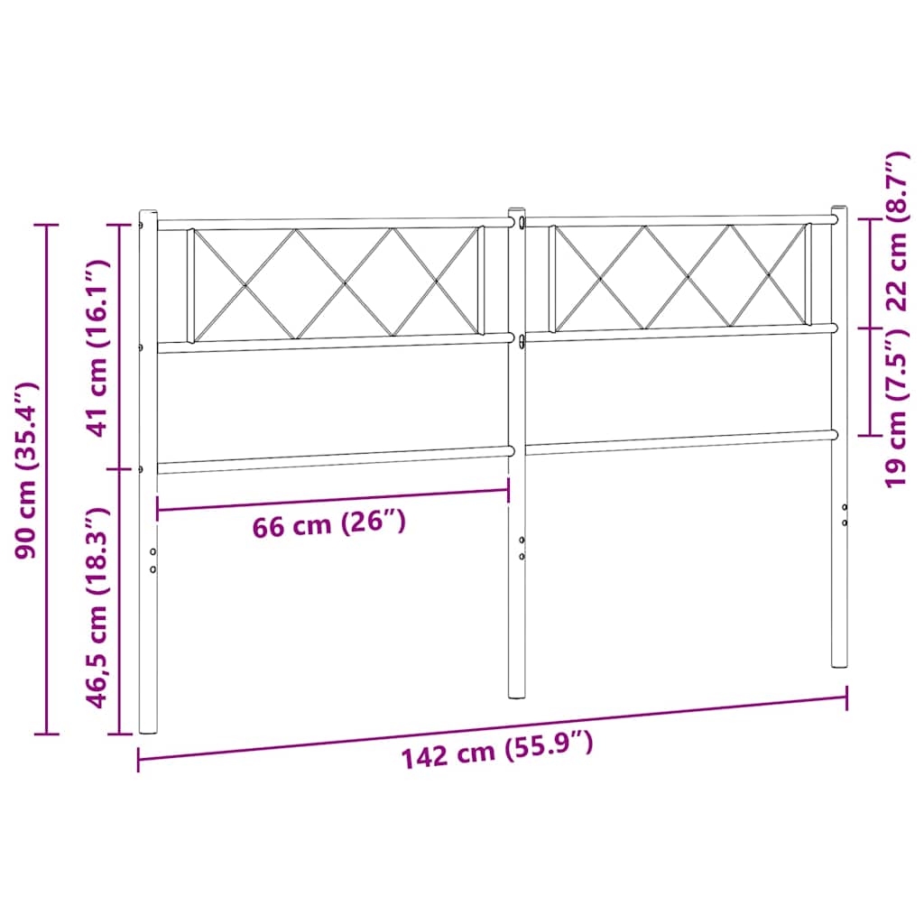 vidaXL Metal Replace Headboard White 135 cm