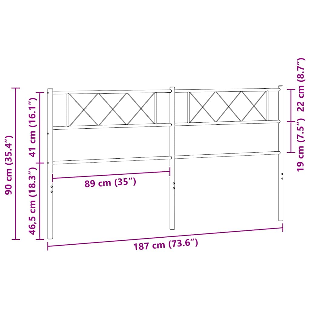 vidaXL Metal Replace Headboard White 180 cm