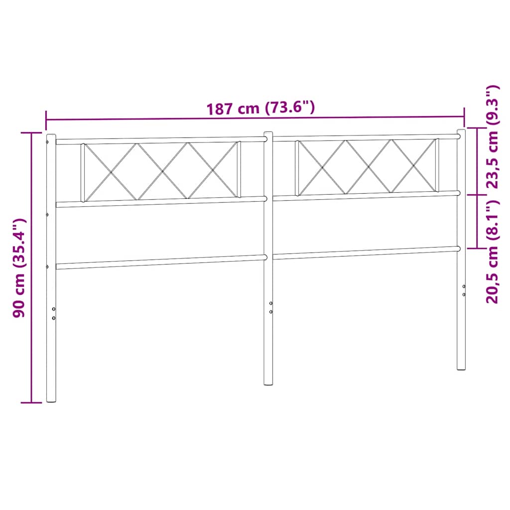 vidaXL Metal Replace Headboard White 180 cm