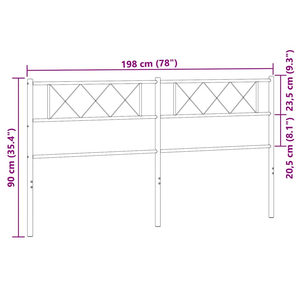 vidaXL Metal Replace Headboard White 193 cm
