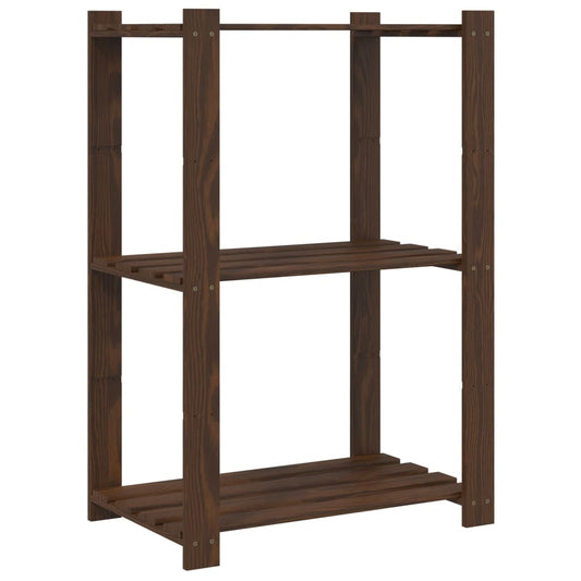 vidaXL 3-Tier Storage Rack Brown 60x38x90 cm Solid Wood Pine