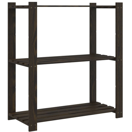 vidaXL 3-Tier Storage Rack Black 80x38x90 cm Solid Wood Pine