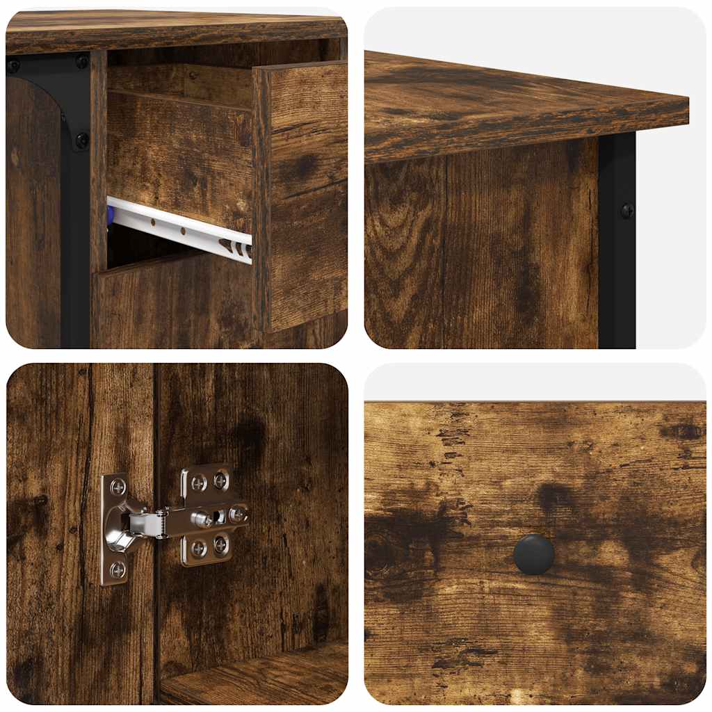 vidaXL Desk Smoked Oak 141x141x75 cm Engineered Wood