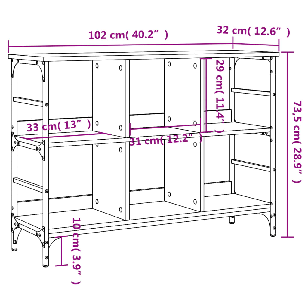 vidaXL Sideboard Smoked Oak 102x32x73,5 cm Engineered Wood