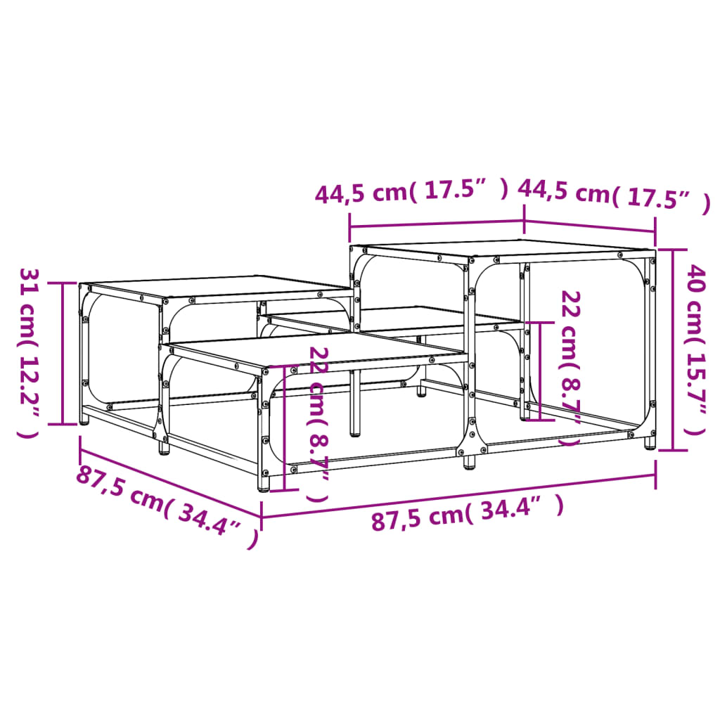 vidaXL Coffee Table Sonoma Oak 87,5x87,5x40 cm Engineered Wood