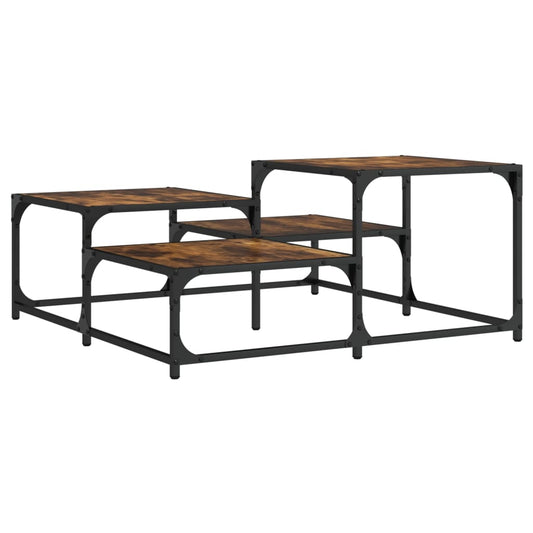 vidaXL Coffee Table Smoked Oak 87,5x87,5x40 cm Engineered Wood