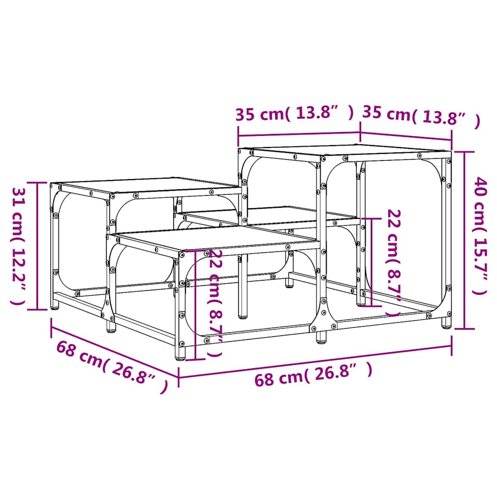 vidaXL Coffee Table Black 68x68x40 cm Engineered Wood