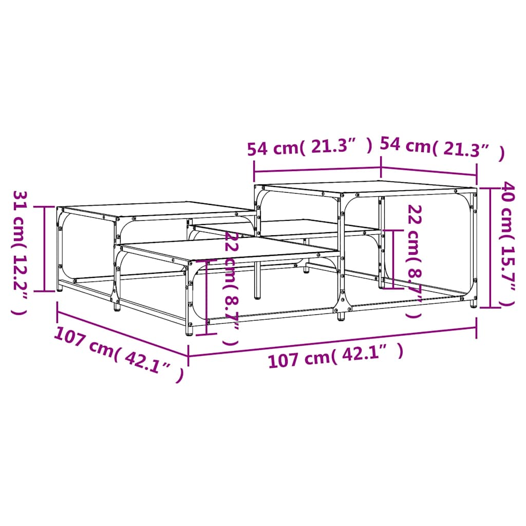 vidaXL Coffee Table Black 107x107x40 cm Engineered Wood