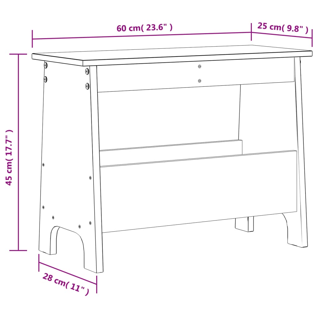 vidaXL Hall Bench Wax Brown 60x28x45 cm Solid Wood Pine