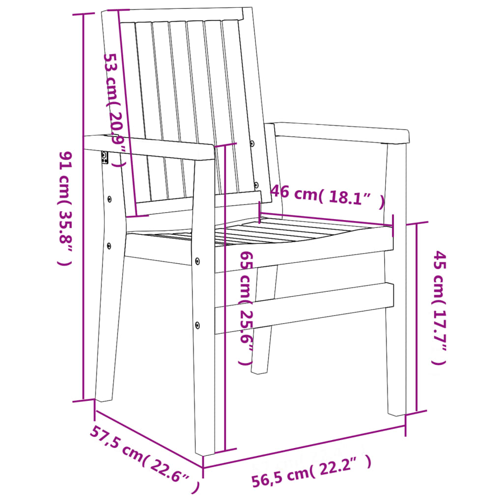 vidaXL Stackable Garden Chairs 4 pcs 56.5x57.5x91 cm Solid Wood Teak