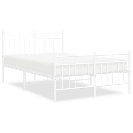 vidaXL Metal Bed Frame without Mattress with Footboard White 120x200cm