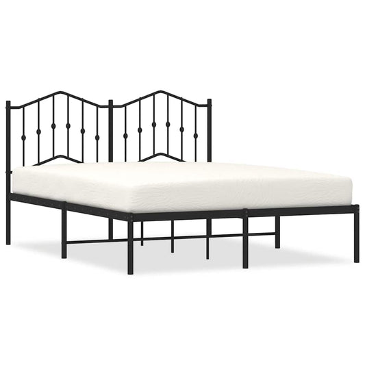 vidaXL Metal Bed Frame without Mattress with Headboard Black 150x200cm