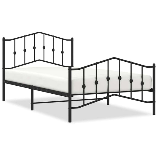 vidaXL Metal Bed Frame without Mattress with Footboard Black 100x200cm