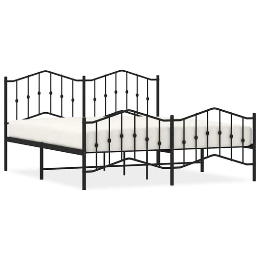 vidaXL Metal Bed Frame without Mattress with Footboard Black 183x213cm