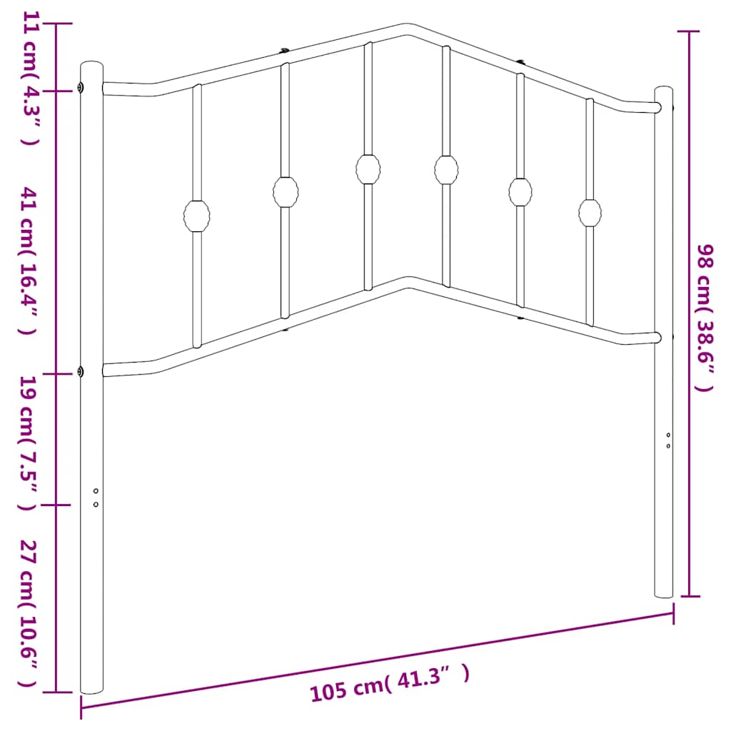 vidaXL Metal Replace Headboard Black 100 cm